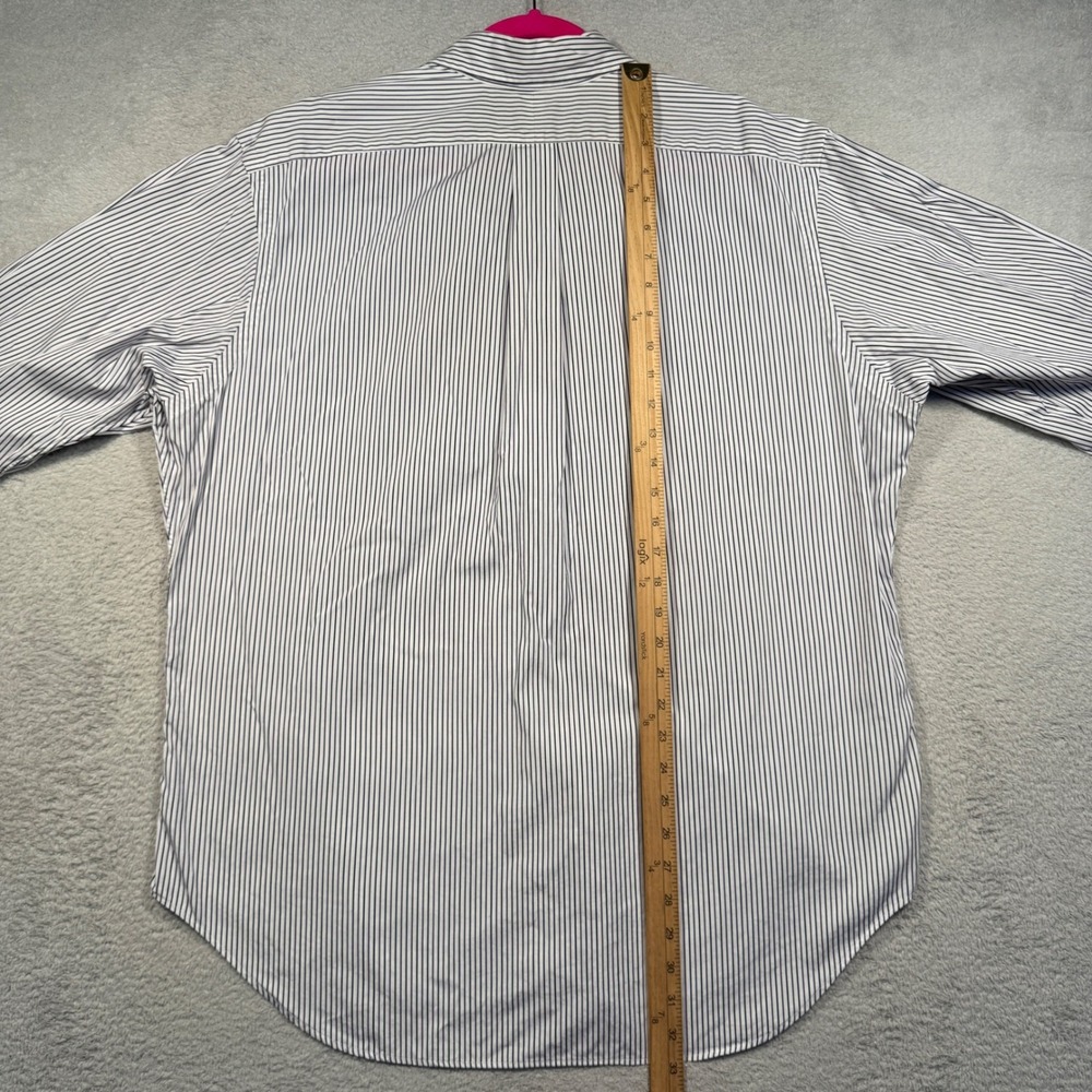 Polo Ralph Lauren Button Down 17 34/35 White Navy Purple Stripe Classic Shirt - Picture 6 of 7